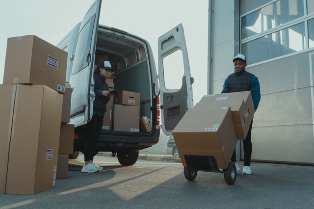 Driver delivering a parcel